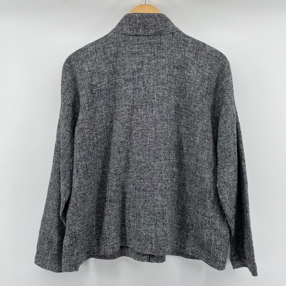 Eileen Fisher Textured Organic Cotton Tweed Stand Collar Zip Jacket Size Large - Picture 3 of 10